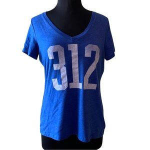 LOCAL PRIDE Chicago 312 Area Code Blue T-Shirt Large Short Sleeve V-Neck